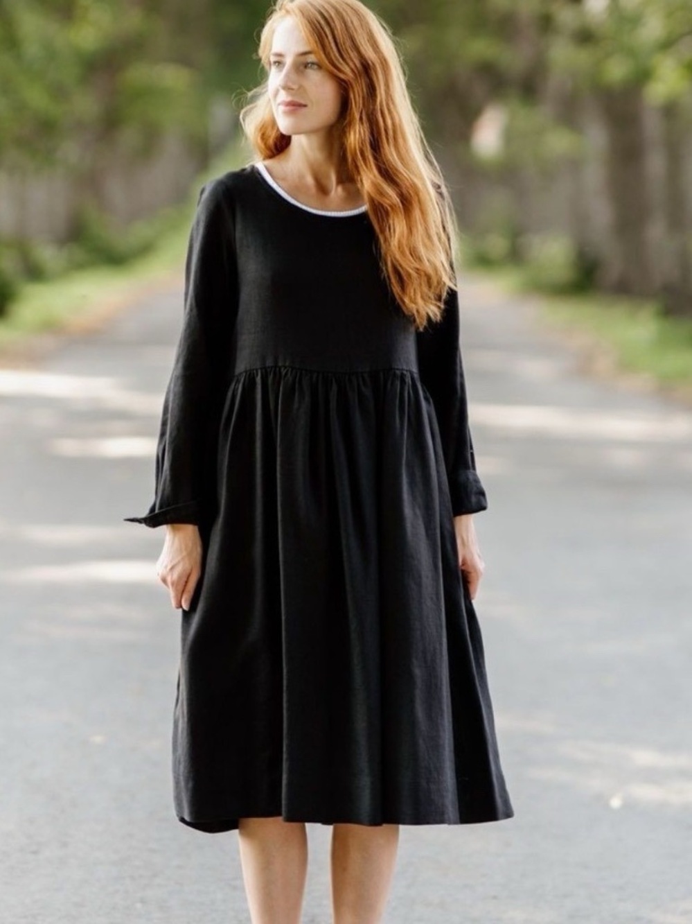 Son De Flor Long Sleeve Smock Dress in black- Size XS